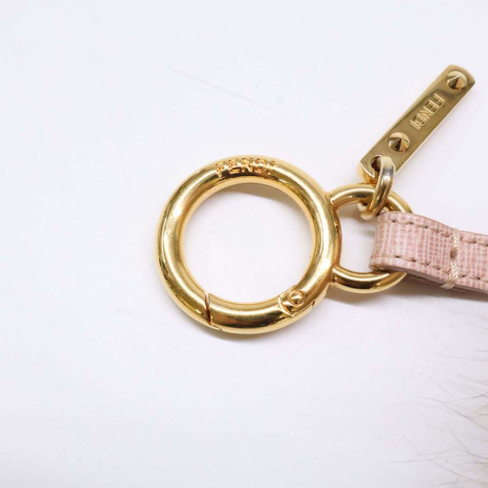 FENDI Pom-Pom Fur Bag Charm Keychain Pink Beige Women's - Picture 5 of 5